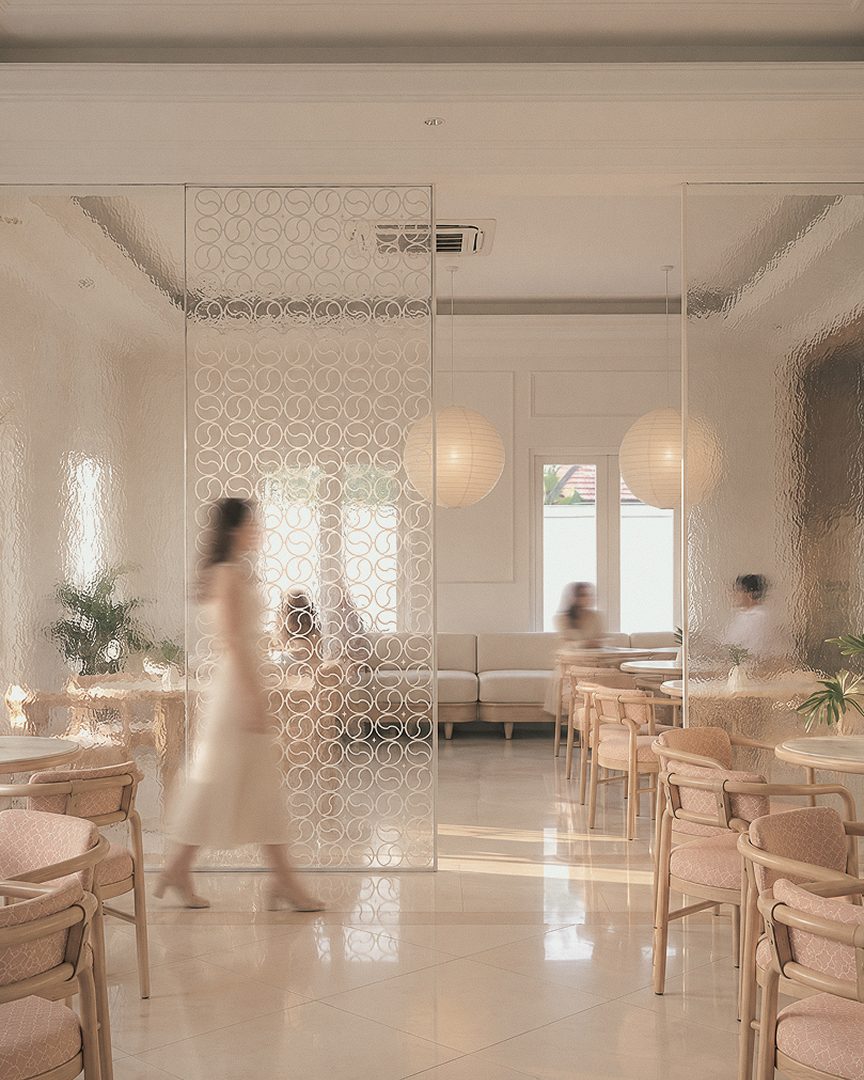 Morning light filtering through the space