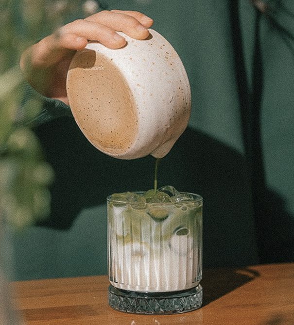Ceremonial-grade matcha being whisked