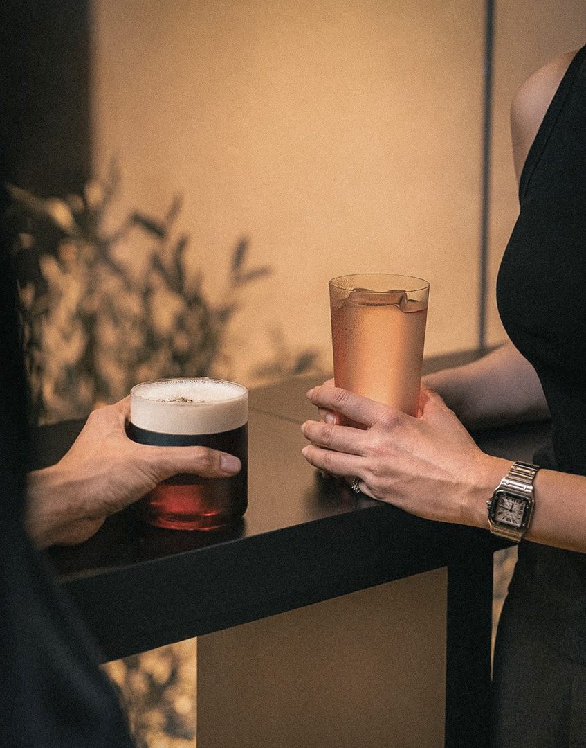 Seasonal signature drinks on a timber table